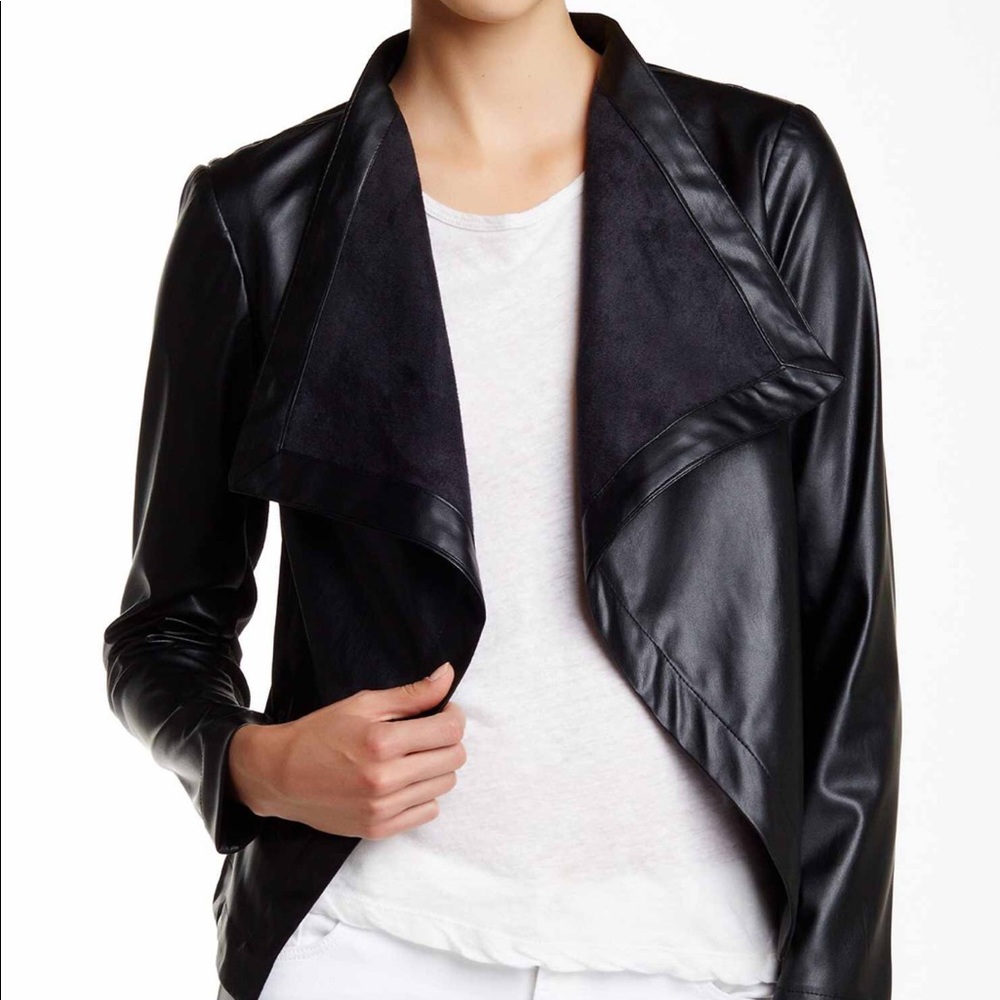 Bb Dakota Arianna Drape Front Vegan Leather Jacket